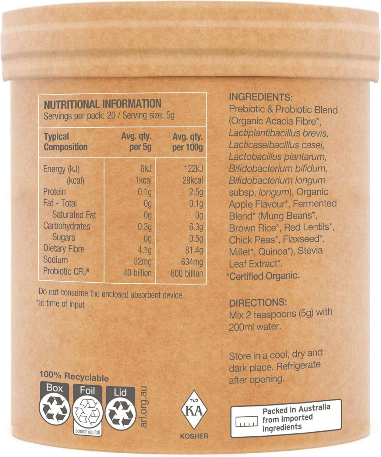 Amazonia Raw Organic Probiotics Cloudy Apple 100g