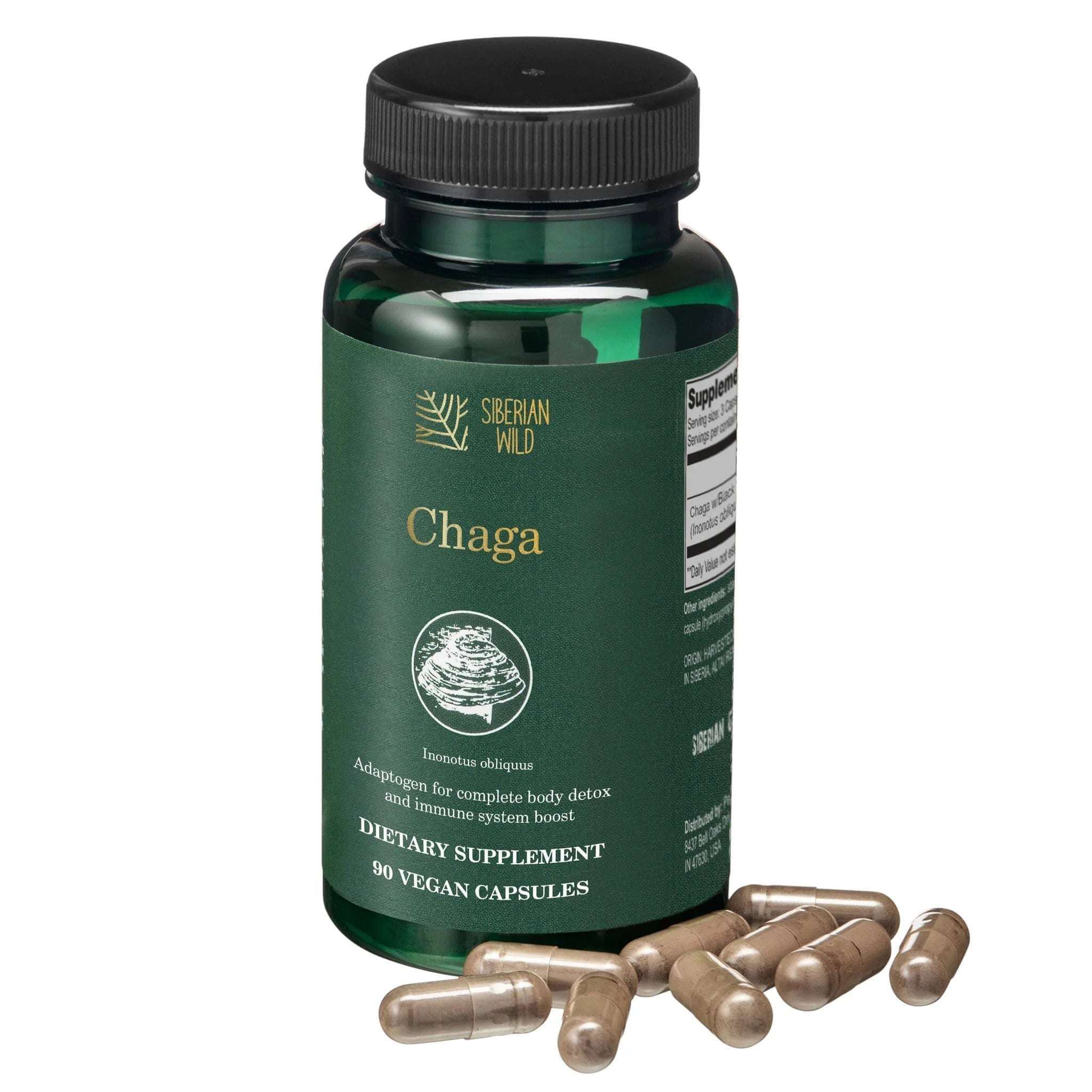 Siberian Wild Chaga Mushroom – 1500mg Capsules for Immunity Booster 90 C