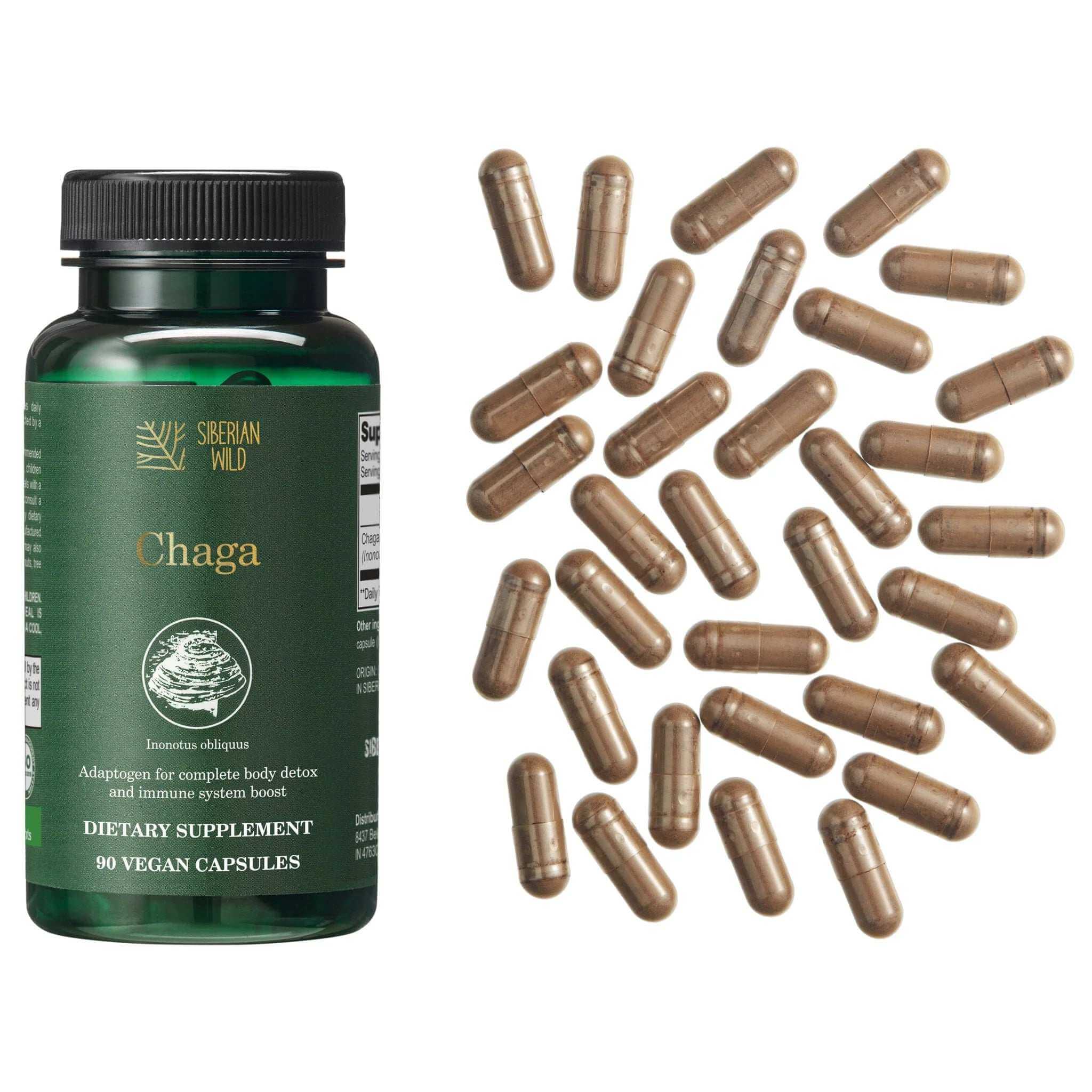 Siberian Wild Chaga Mushroom – 1500mg Capsules for Immunity Booster 90 C