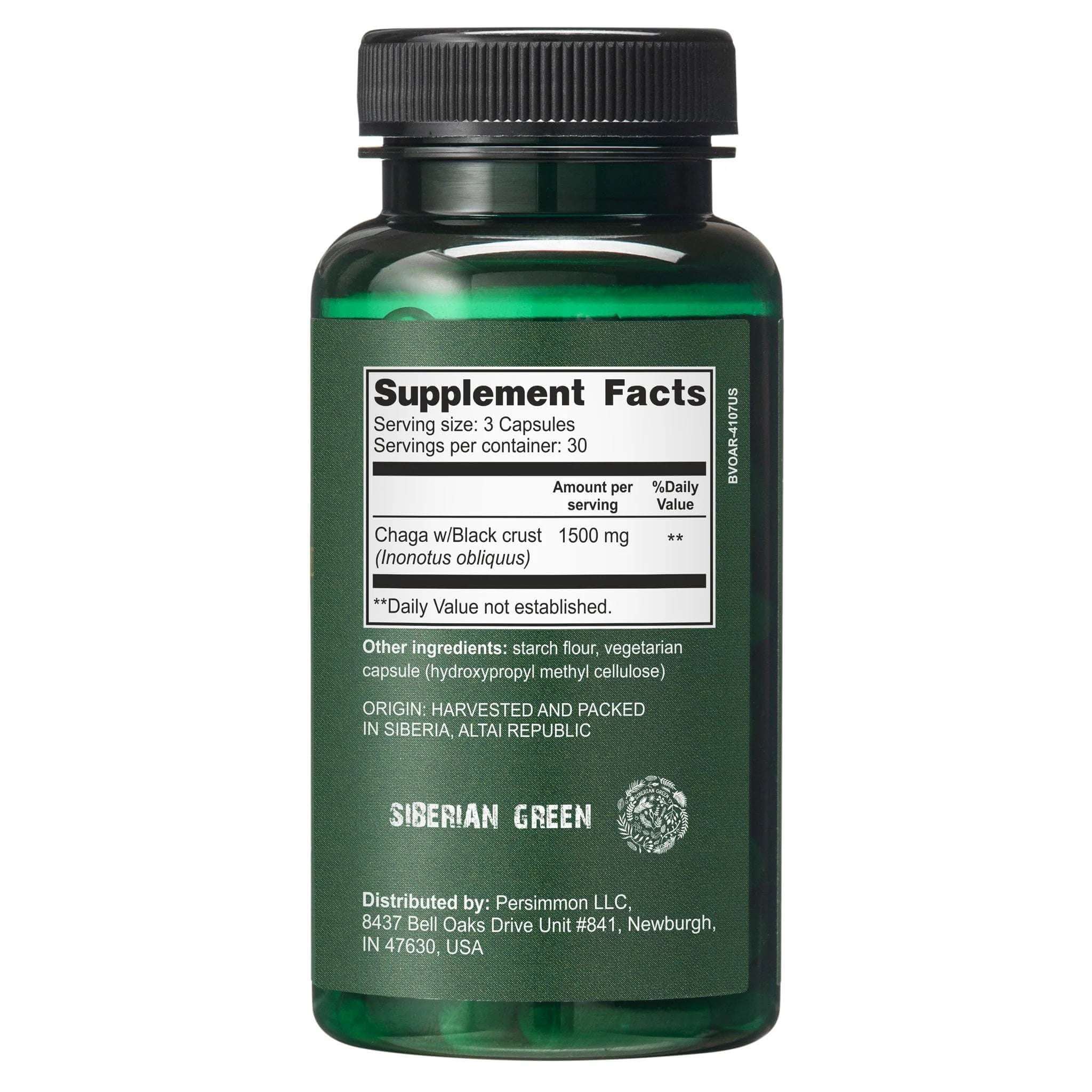 Siberian Wild Chaga Mushroom – 1500mg Capsules for Immunity Booster 90 C