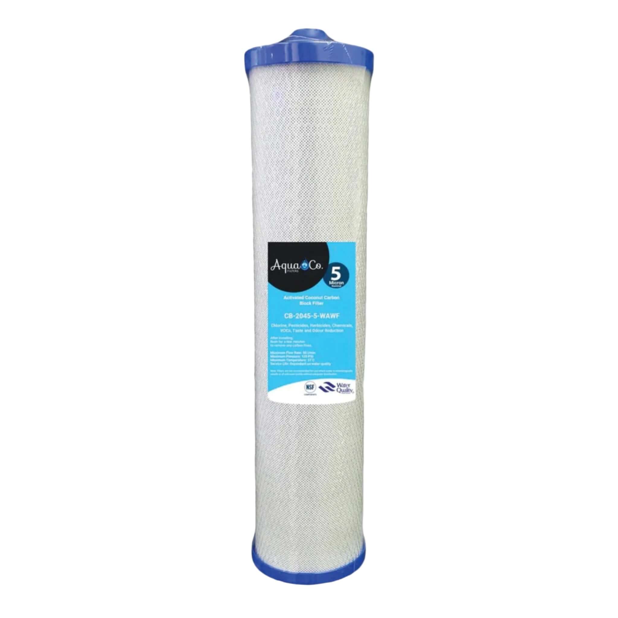 AquaCo High Quality Carbon Block Filter Cartridges - 20" x 4.5" - Alkaline World