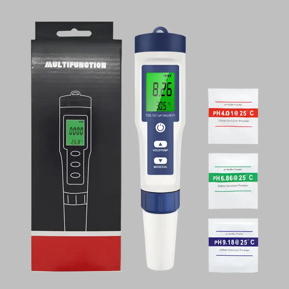 Aquarius Water 5 in 1 Digital Meter TDS EC Salinity TEMP PH Water Tester - Alkaline World