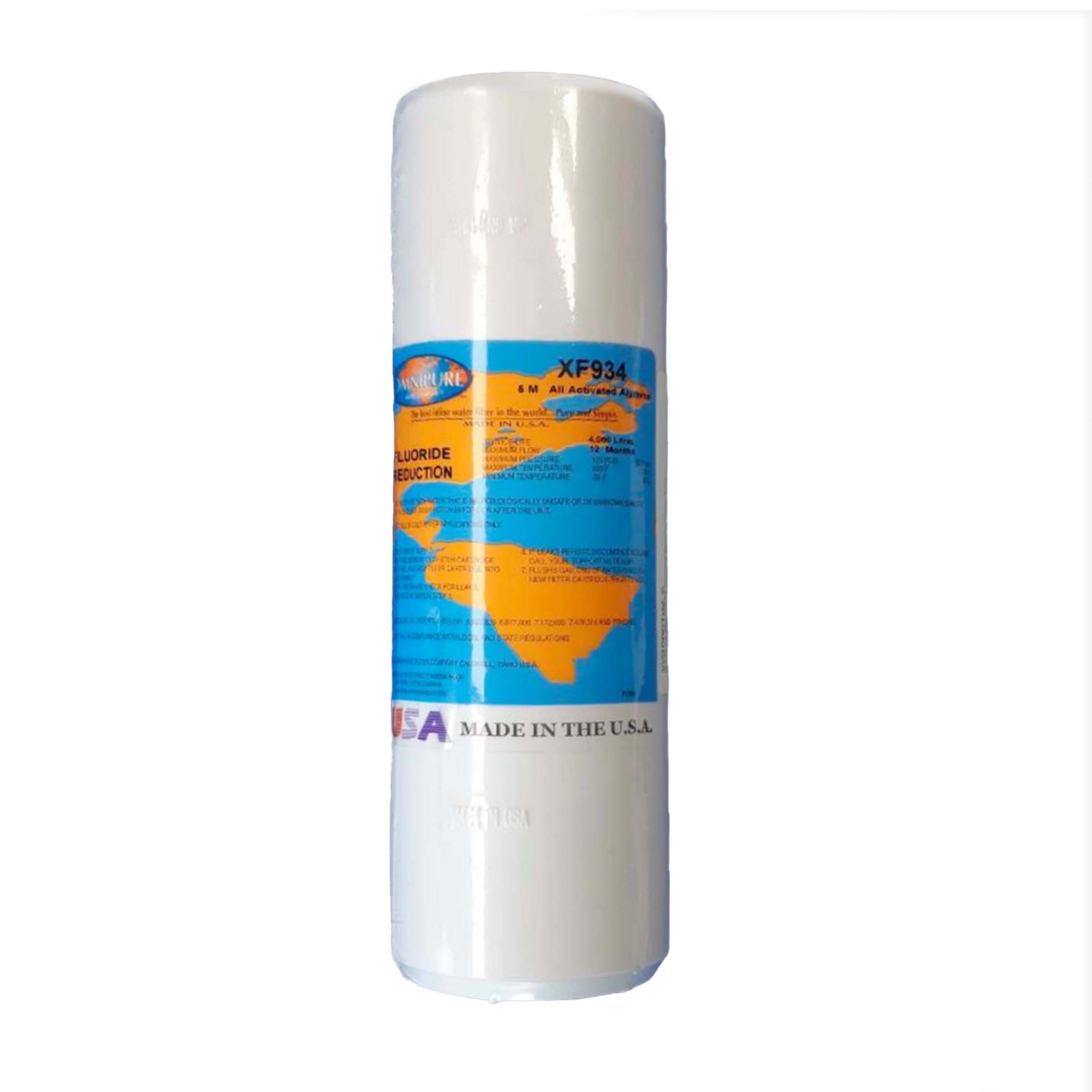 Aquarius Water Omnipure fluoride removal cartridge 10" x 2.5" filter for reducing fluoride in drinking water