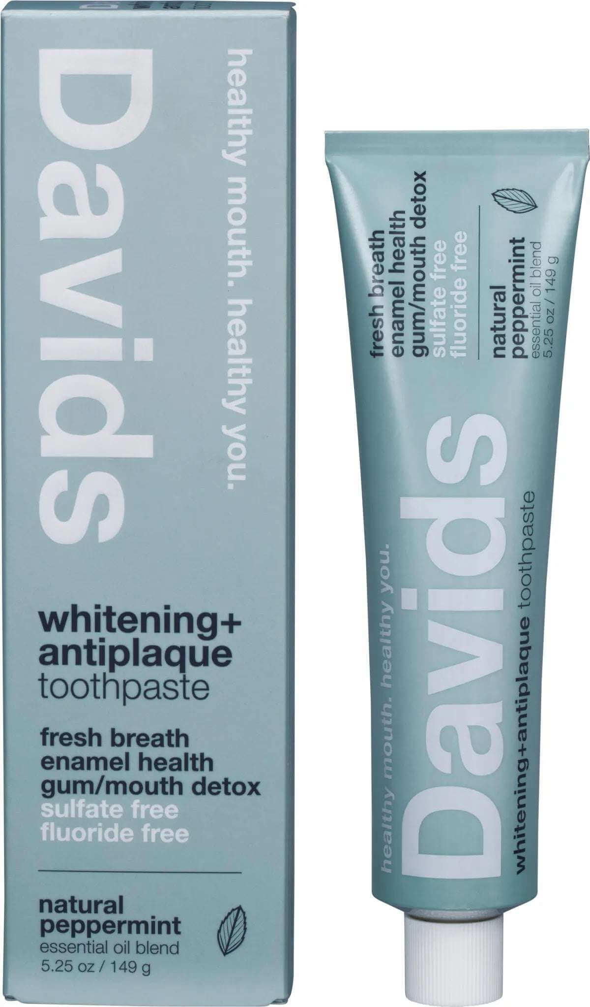 Davids Toothpaste Whitening + Antiplaque Peppermint 149g - Alkaline World