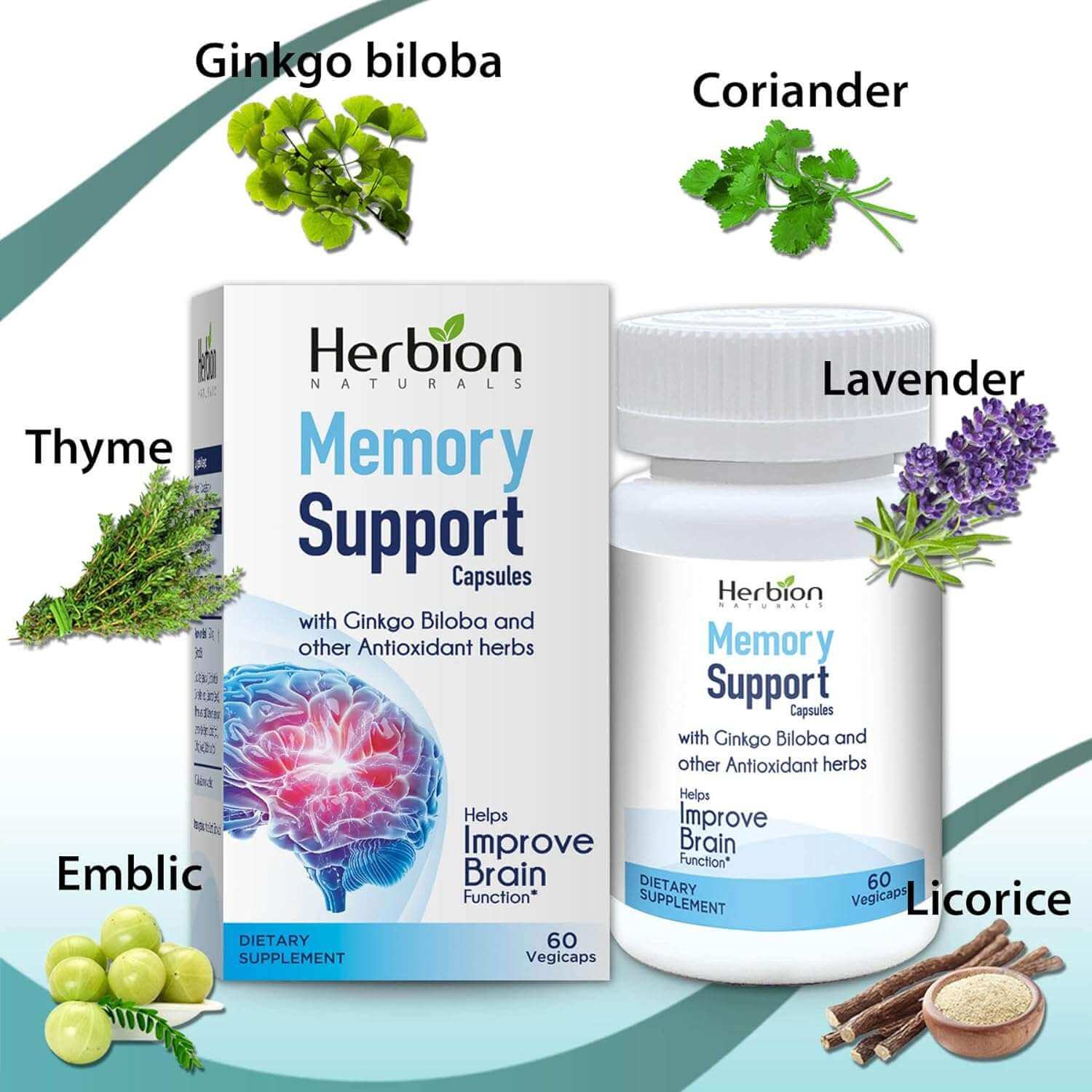 Herbion Naturals Memory Support 60 Capsules - Alkaline World