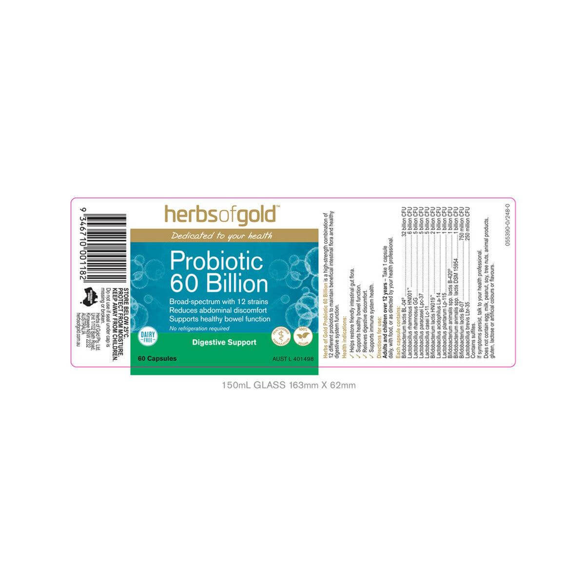 Herbs of Gold Probiotic 60 Billion 60c - Alkaline World