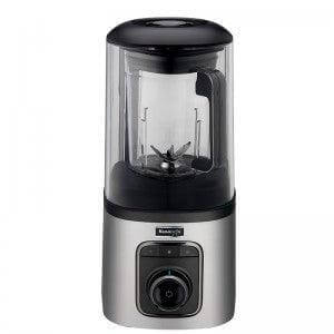 Pre-owned Kuvings high-speed quiet vacuum blender in sleek design, shown on a kitchen countertop with blending jar.