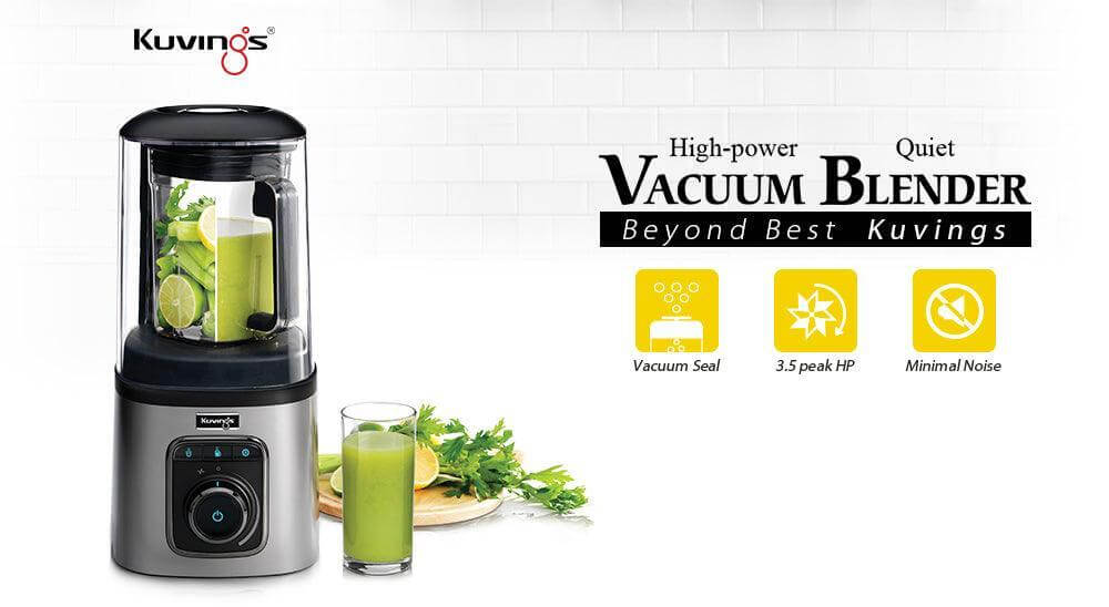 Pre-owned Kuvings high-speed quiet vacuum blender, showcasing its sleek design and durable build for home appliance use.