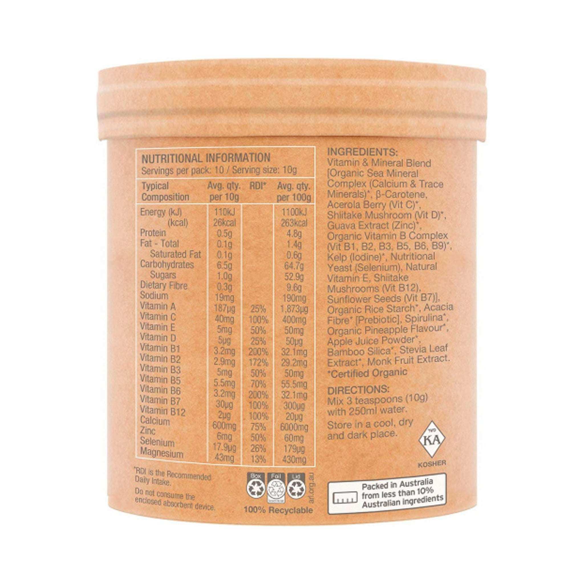 Amazonia RawRaw Organic Multivitamin Pineapple100g