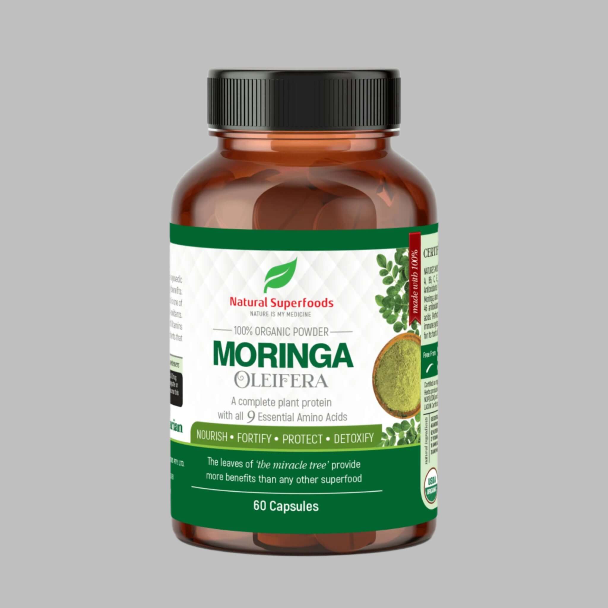 Natural Superfoods Organic Moringa 60 Caps - Alkaline World