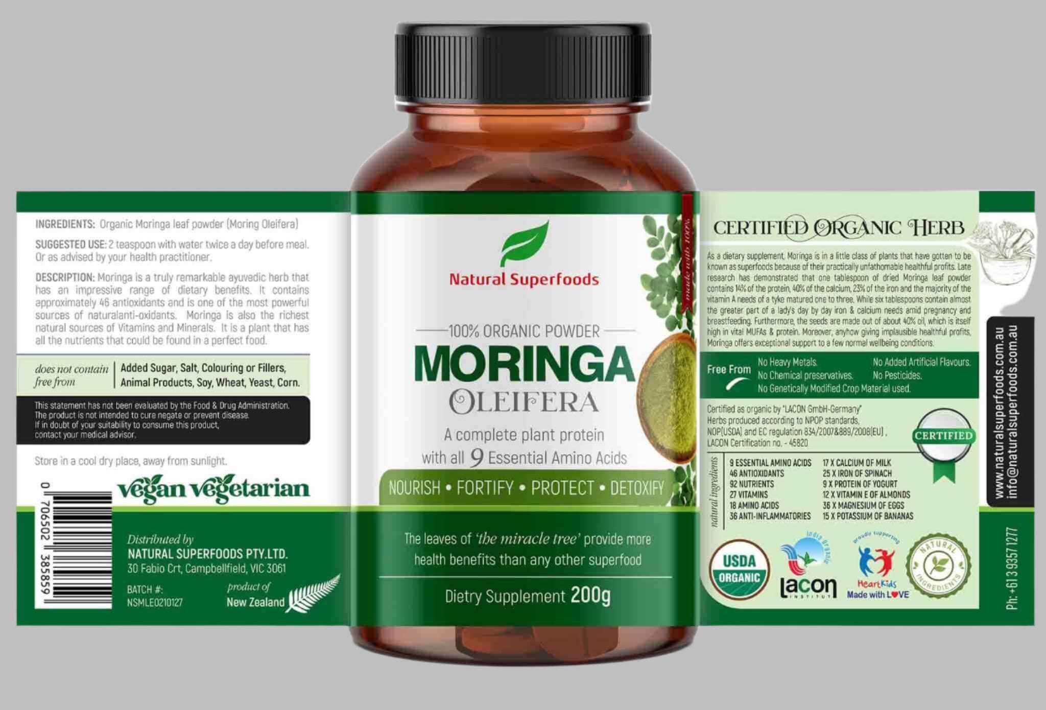 Natural Superfoods Organic Moringa 60 Caps - Alkaline World