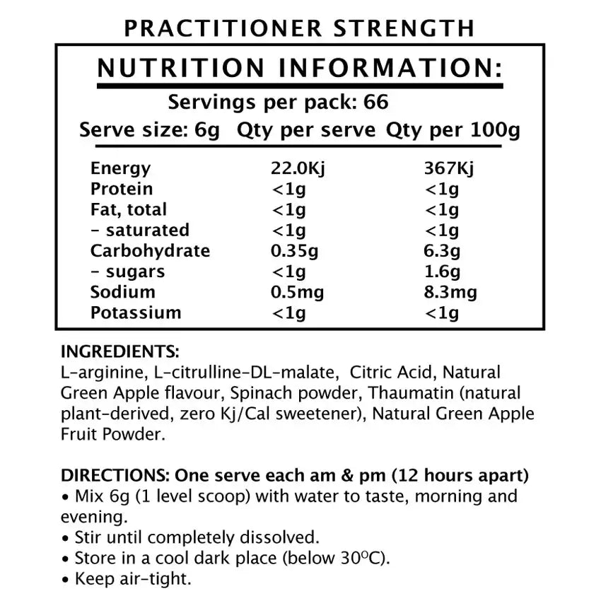 NIOX HEALTH NITRIC OXIDE INFUSION GREEN APPLE 400G - Alkaline World