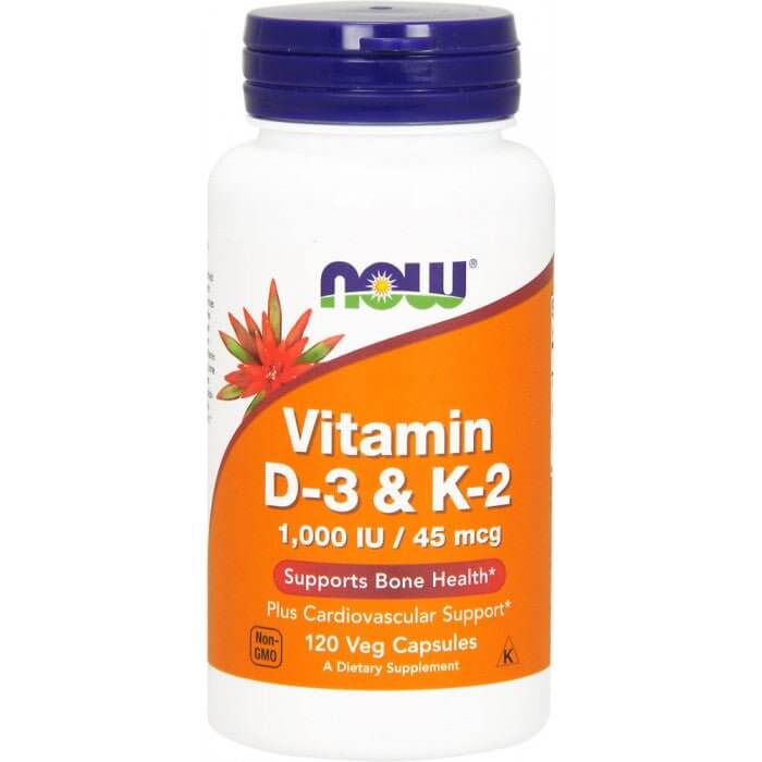 NOW Foods Vitamin D - 3 & K - 2 1000IU/45mcg - 120 V Caps - Alkaline World
