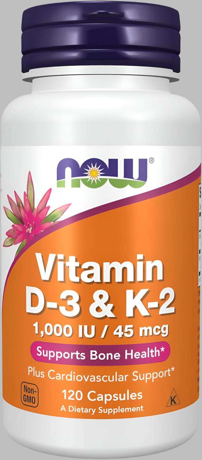 NOW Foods Vitamin D - 3 & K - 2 1000IU/45mcg - 120 V Caps - Alkaline World