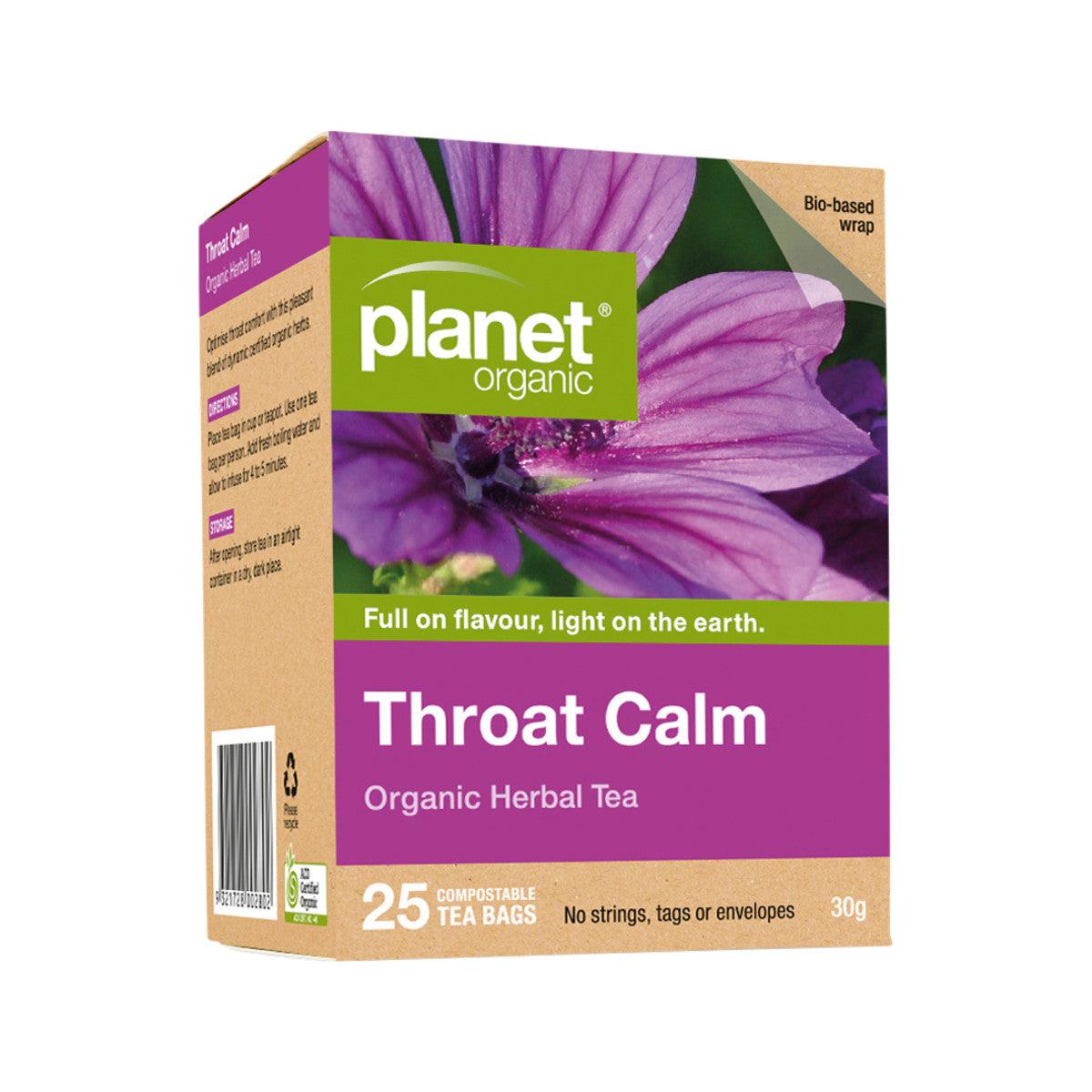 Planet Organic Organic Throat Calm Herbal Tea x 25 Tea Bags - Alkaline World