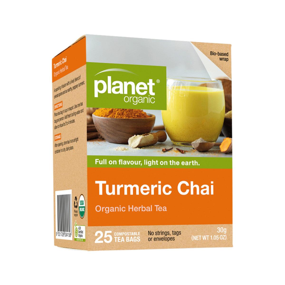 Planet Organic Organic Turmeric Chai Herbal Tea x 25 Tea Bags - Alkaline World