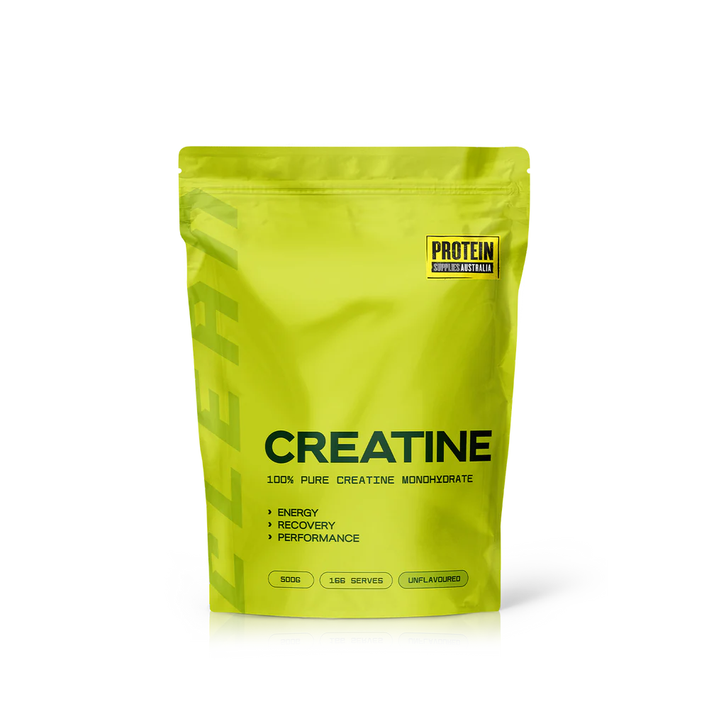 Protein Supplies Australia Performance Creatine Pure powder in a 200g container, showing the white creatine powder inside.