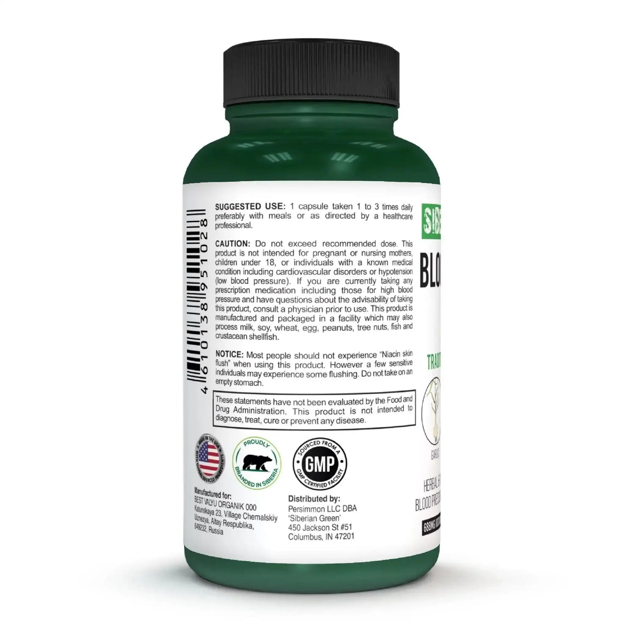 Siberian Green Blood Cardio Pressure Herbal Support 60 Capsules - Alkaline World