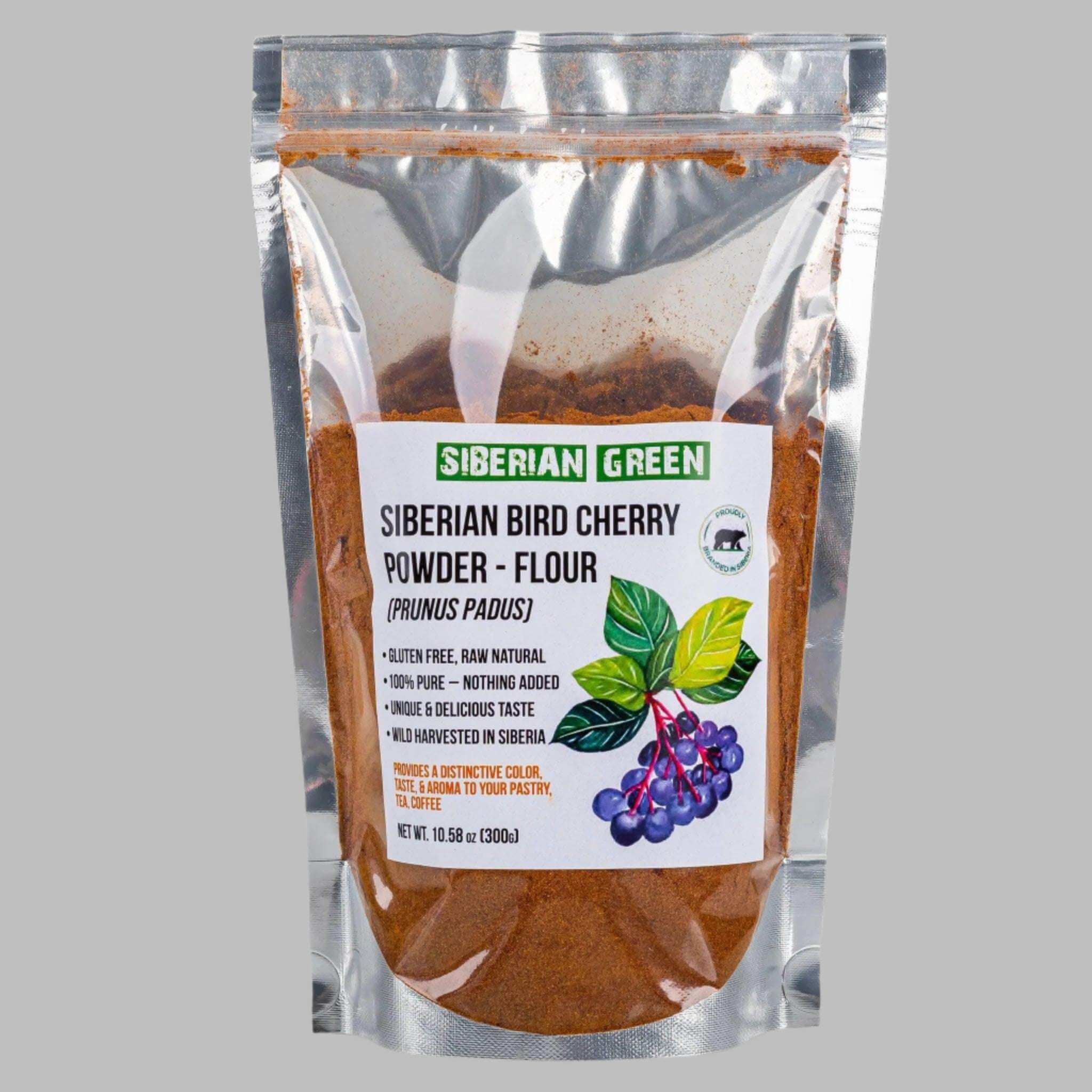 Siberian Green Siberian Altai Bird Cherry Powder (Flour) Raw Organic 300g - Alkaline World