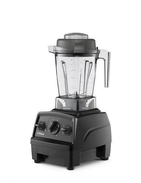 Vitamix Explorian E310 high-performance blender in black, with sleek design and durable container for smooth blending.