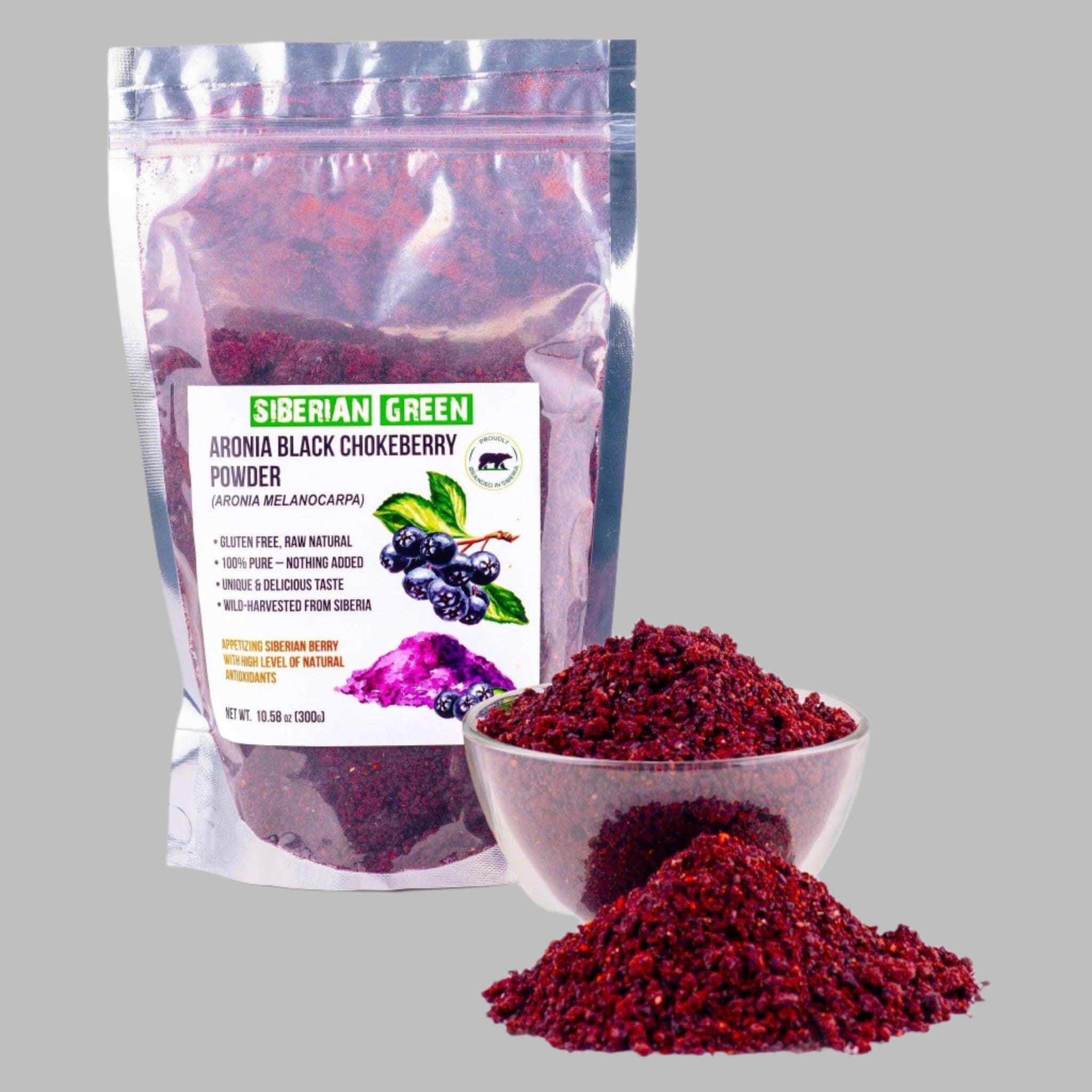 Wild Harvested Aronia Black Chokeberry Dried Berries Powder Tea 300g - Alkaline World