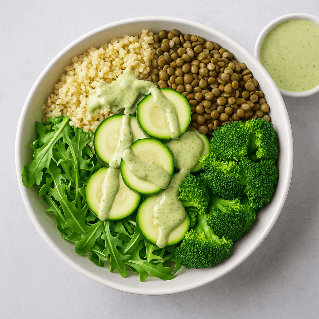 Easy Alkaline Dinner Bowl with Creamy Vegan Dressing - Alkaline World