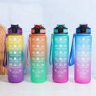 1 Lt BPA FREE Motivational Sports Water Bottle with Time Marker - Alkaline World