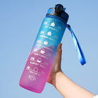 1 Lt BPA FREE Motivational Sports Water Bottle with Time Marker - Alkaline World