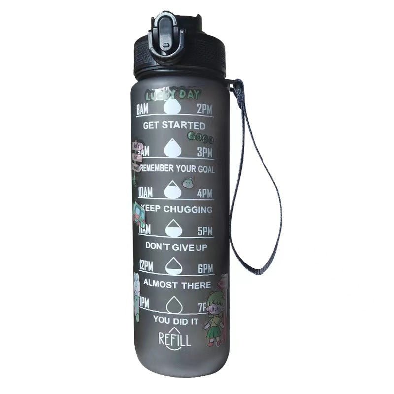 1 Lt BPA FREE Motivational Sports Water Bottle with Time Marker - Alkaline World