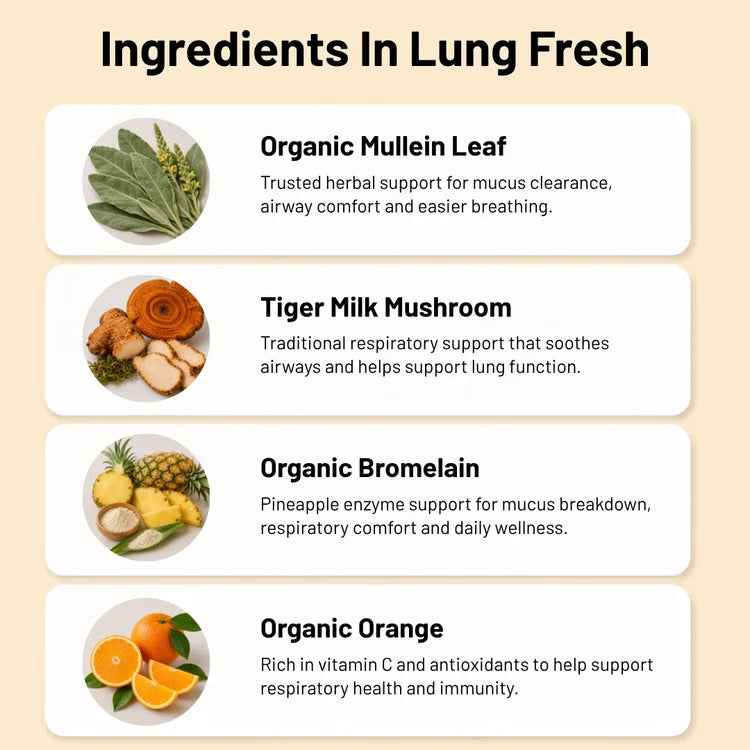 Vesuvio Lung Detox Fresh Blend 200g herbal supplement with dried herbs and natural ingredients for lung cleansing and detox.