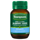 Alkaline World Thompson’s One-A-Day Bilberry 12000 capsules bottle with 60 capsules in clear container