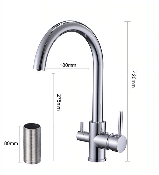 3 Way Mixer Tap Gold Umbrella Style 360 Rotation - Alkaline World