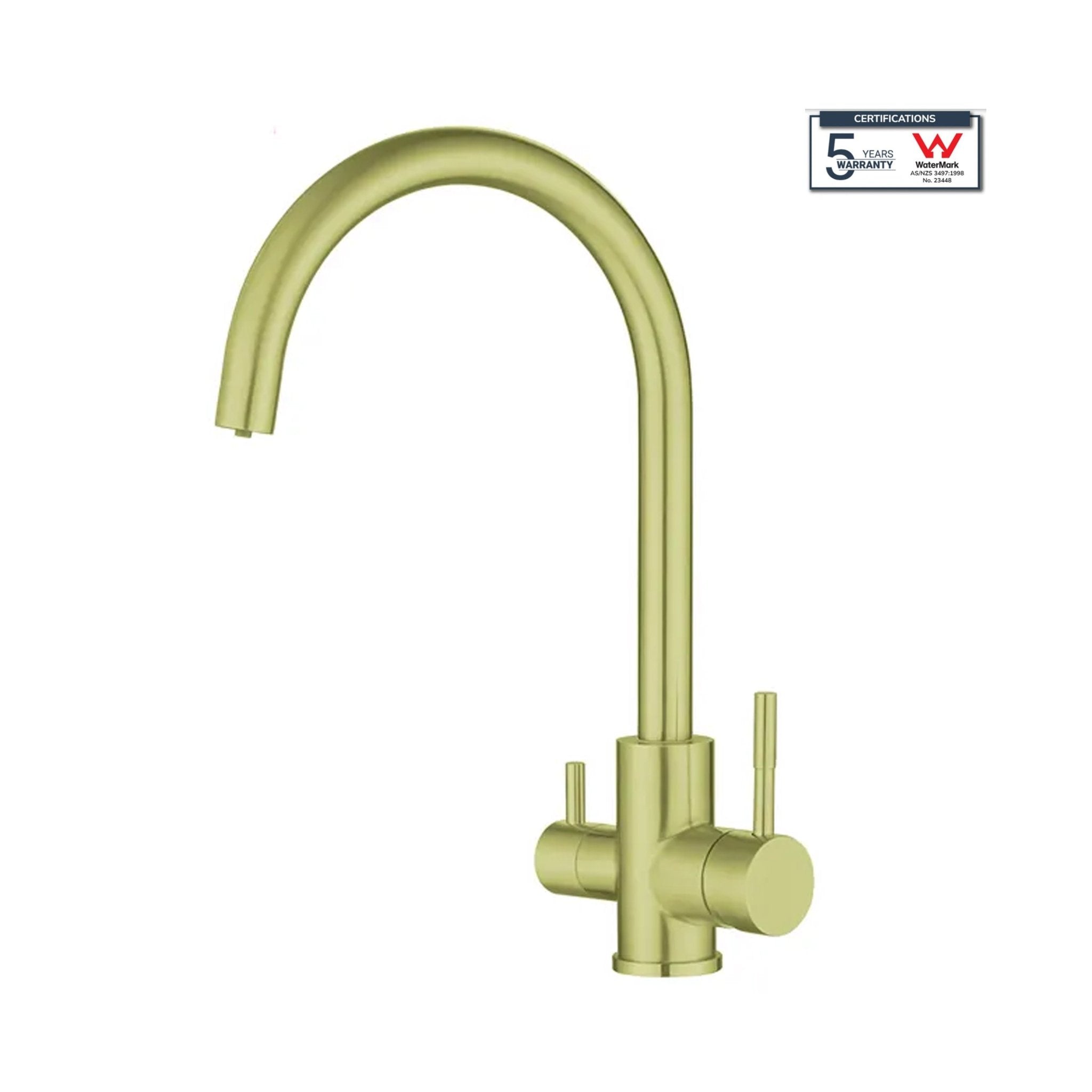 3 Way Mixer Tap Gold Umbrella Style 360 Rotation - Alkaline World