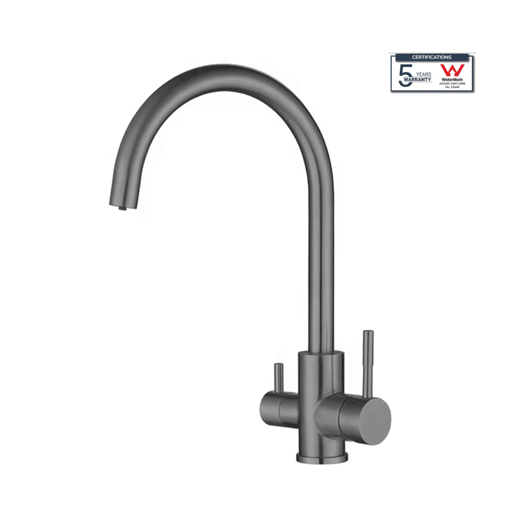 3 Way Mixer Tap Gunmetal Umbrella Style 360 Rotation - Alkaline World