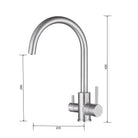 3 Way Mixer Tap Gunmetal Umbrella Style 360 Rotation - Alkaline World