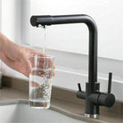 3 Way Mixer Tap Luxury Matte Black Dual Handle 360 Rotation - Alkaline World