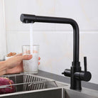 3 Way Mixer Tap Luxury Matte Black Dual Handle 360 Rotation - Alkaline World