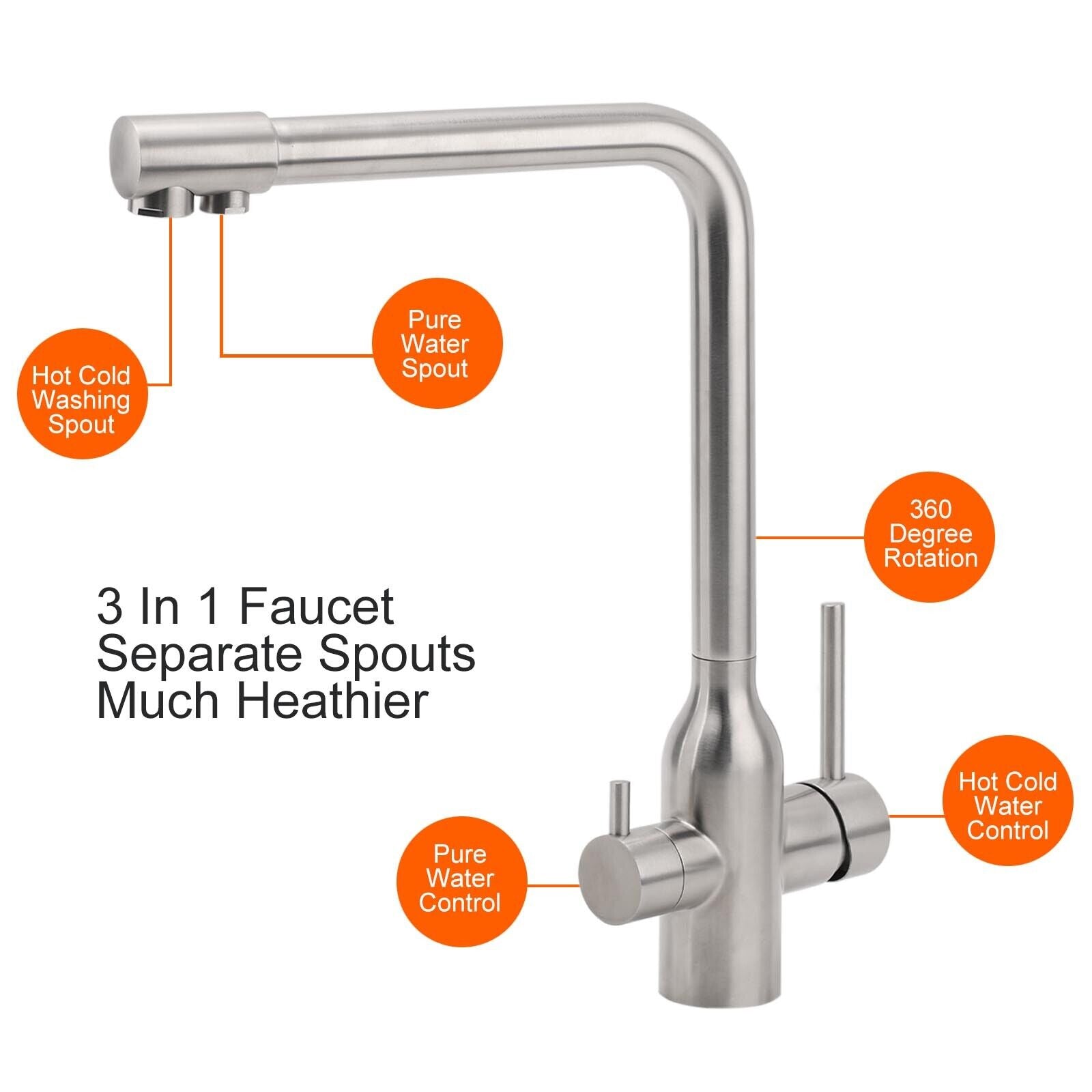 3 way mixer tap Luxury Style Nickel - Alkaline World