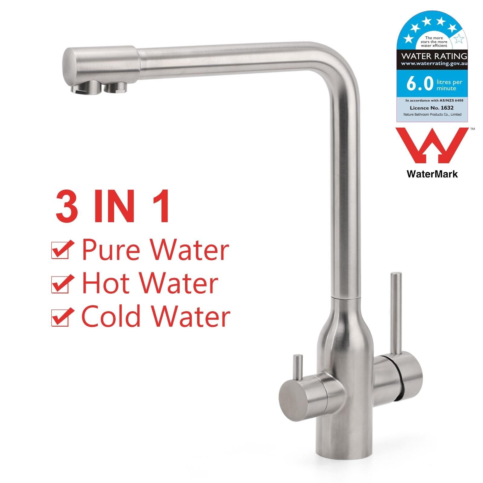 3 way mixer tap Luxury Style Nickel - Alkaline World