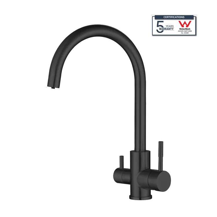 3 Way Mixer Tap Matte Black Umbrella Style 360 Rotation - Alkaline World