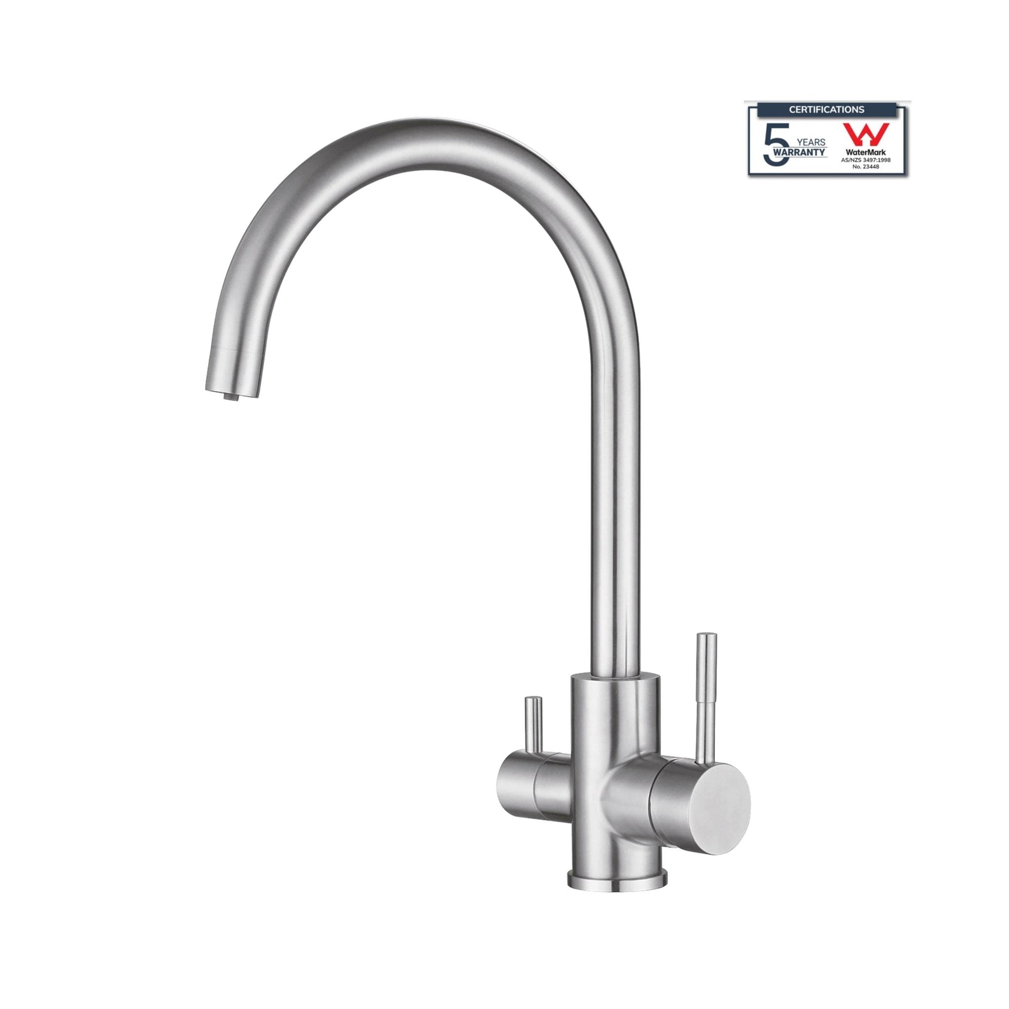 3 Way Mixer Tap Nickel Umbrella Style 360 Rotation - Alkaline World