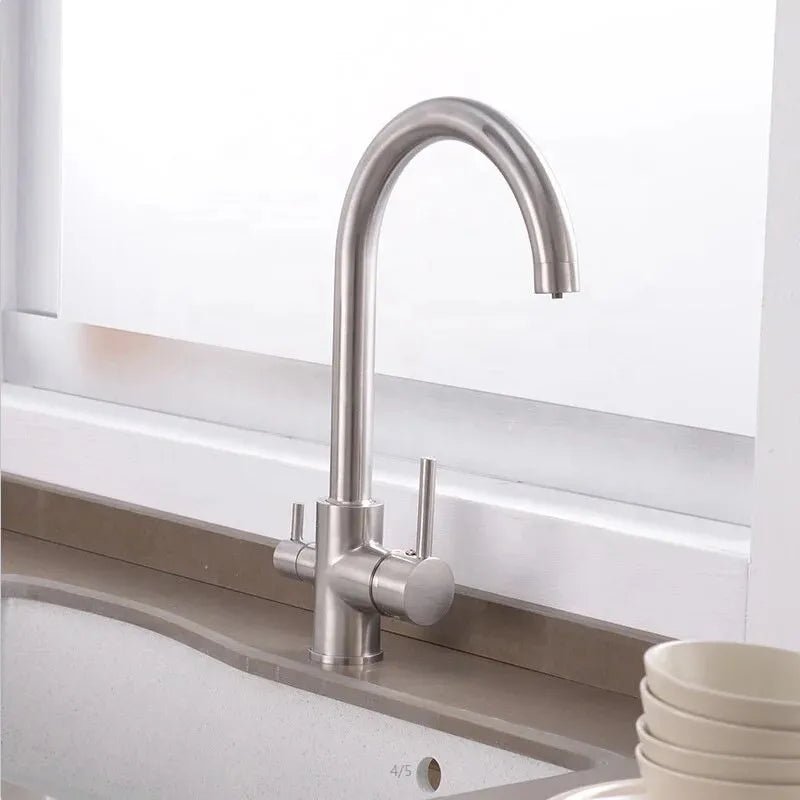 3 Way Mixer Tap Nickel Umbrella Style 360 Rotation - Alkaline World