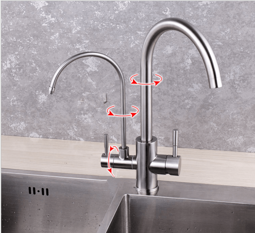 3 Way Mixer Tap with Dual Spout Chrome - Alkaline World