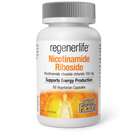 Natural Factors Nicotinamide Riboside NAD+ supplement bottle showing label with product name and dosage of 150mg.
