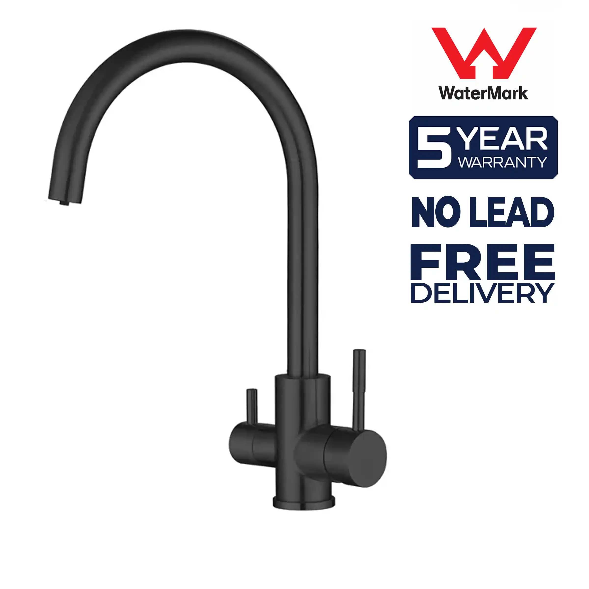 3 Way Mixer Tap Matte Black Umbrella Style 360 Rotation