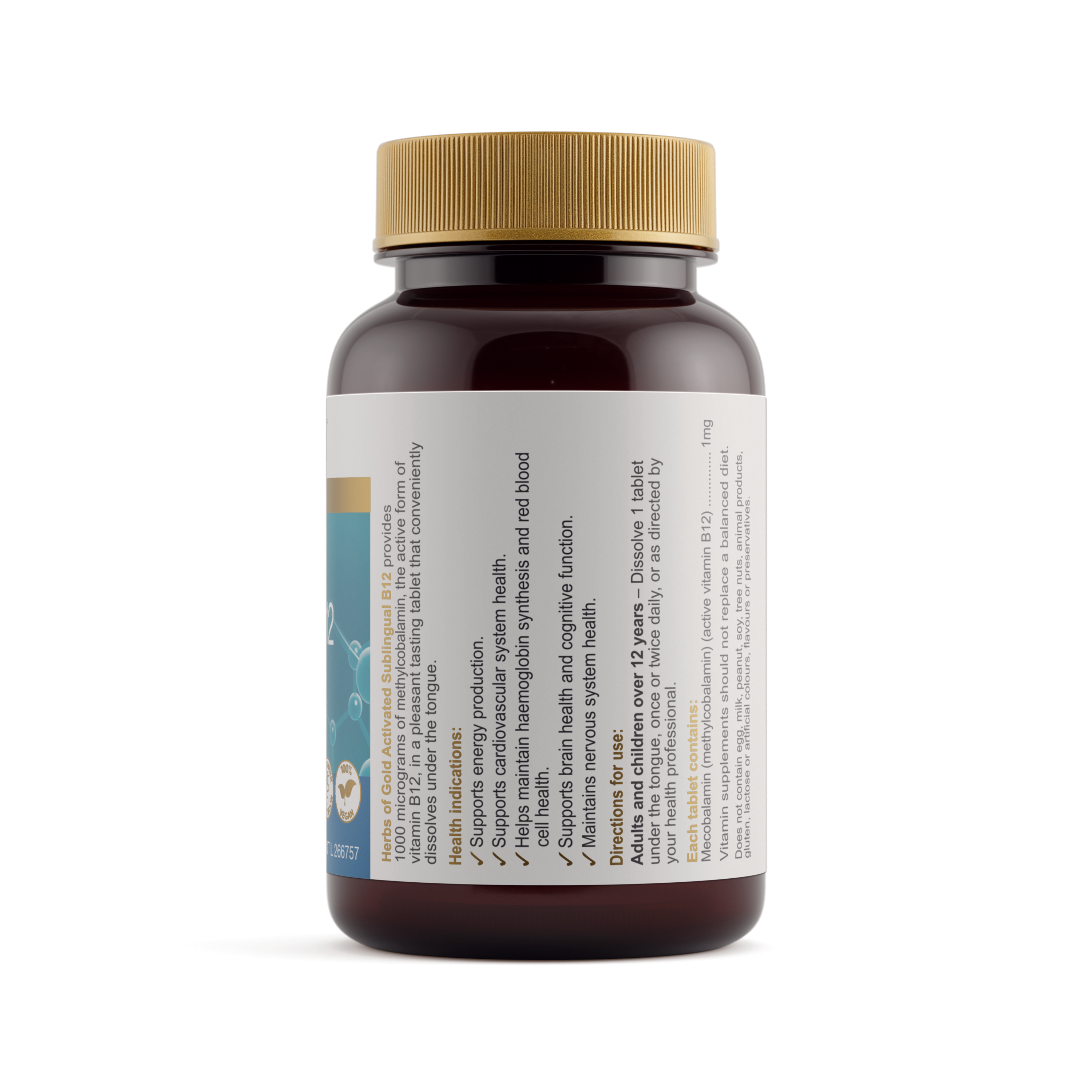 Activated Sublingual B12 label information