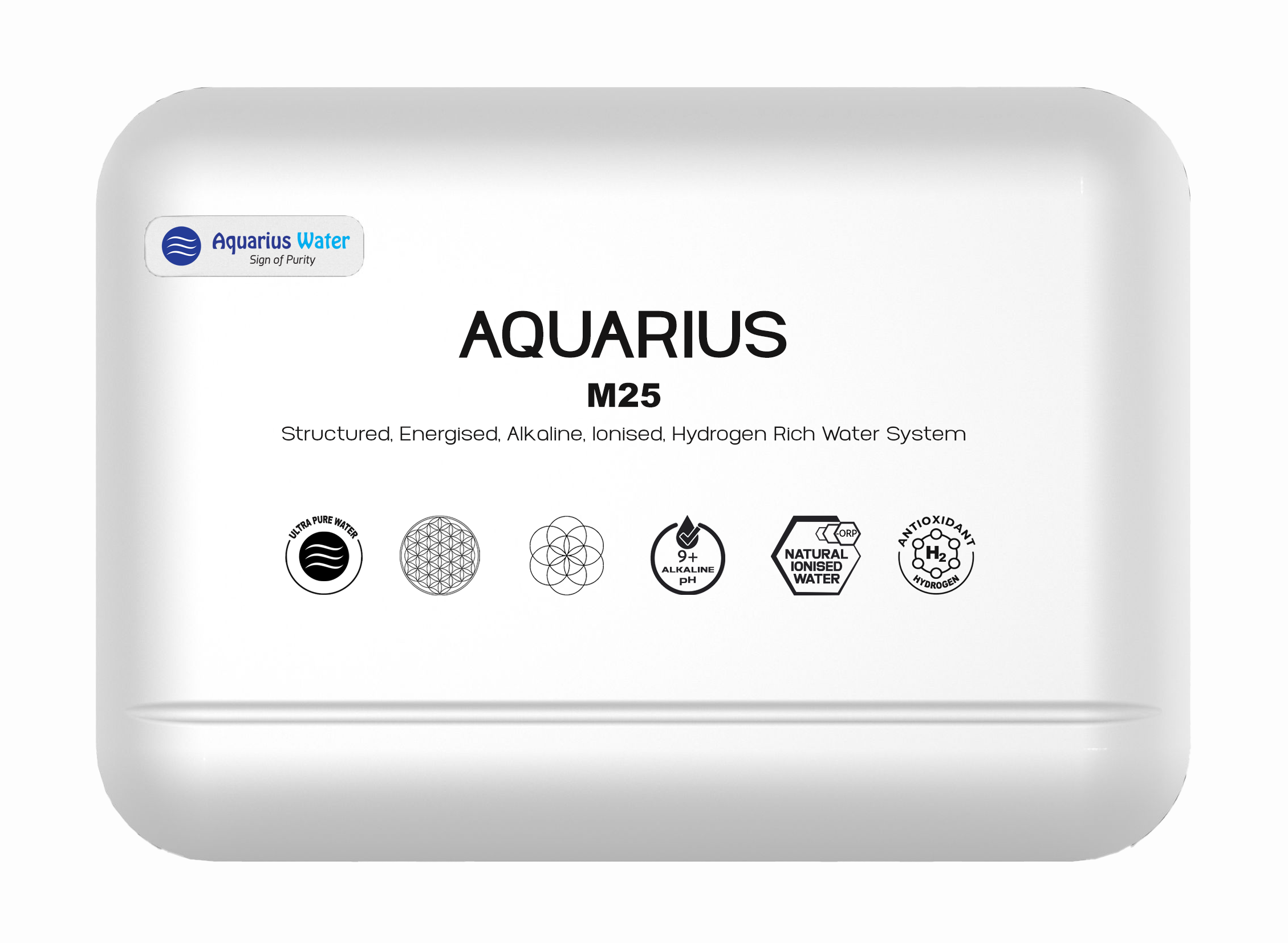 Aquarius M25 Hydration System with 3-way tap for easy water dispensing, shown with attached tubing and fittings.