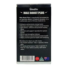 Glimlife Male Boost Plus 60 capsules, dietary supplement for male vitality, in a white bottle with blue label.