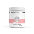 Vesuvio Prime Longevity Blend 100g supplement container with label, featuring natural ingredients for health and anti-aging benefits.