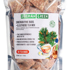 Siberian Eleuthero Root and Pine Buds Tea pouch and brewed tea